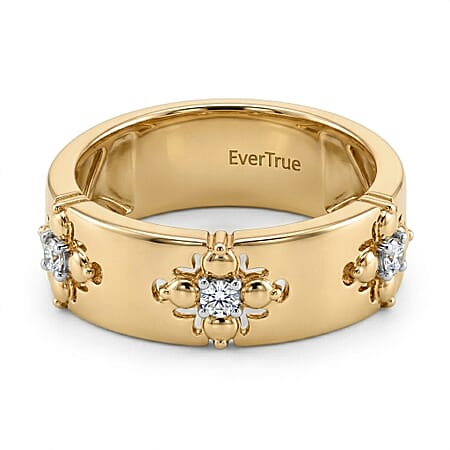 Designer Inspired Natural White Diamond Quatrefoil Band Ring