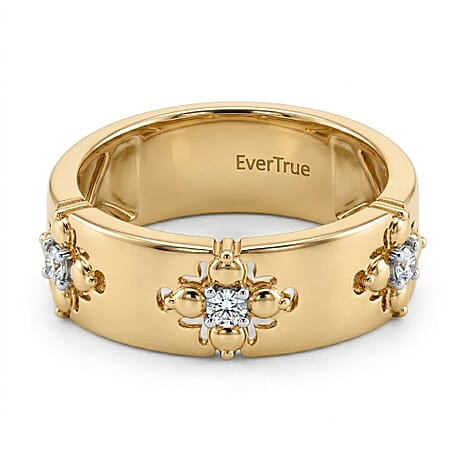 Designer Inspired Natural White Diamond Quatrefoil Band Ring