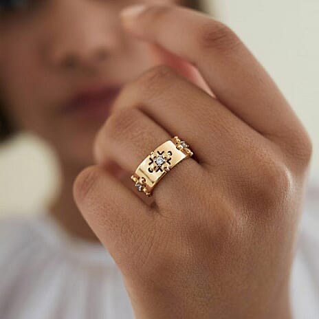 Designer Inspired Natural White Diamond Quatrefoil Band Ring