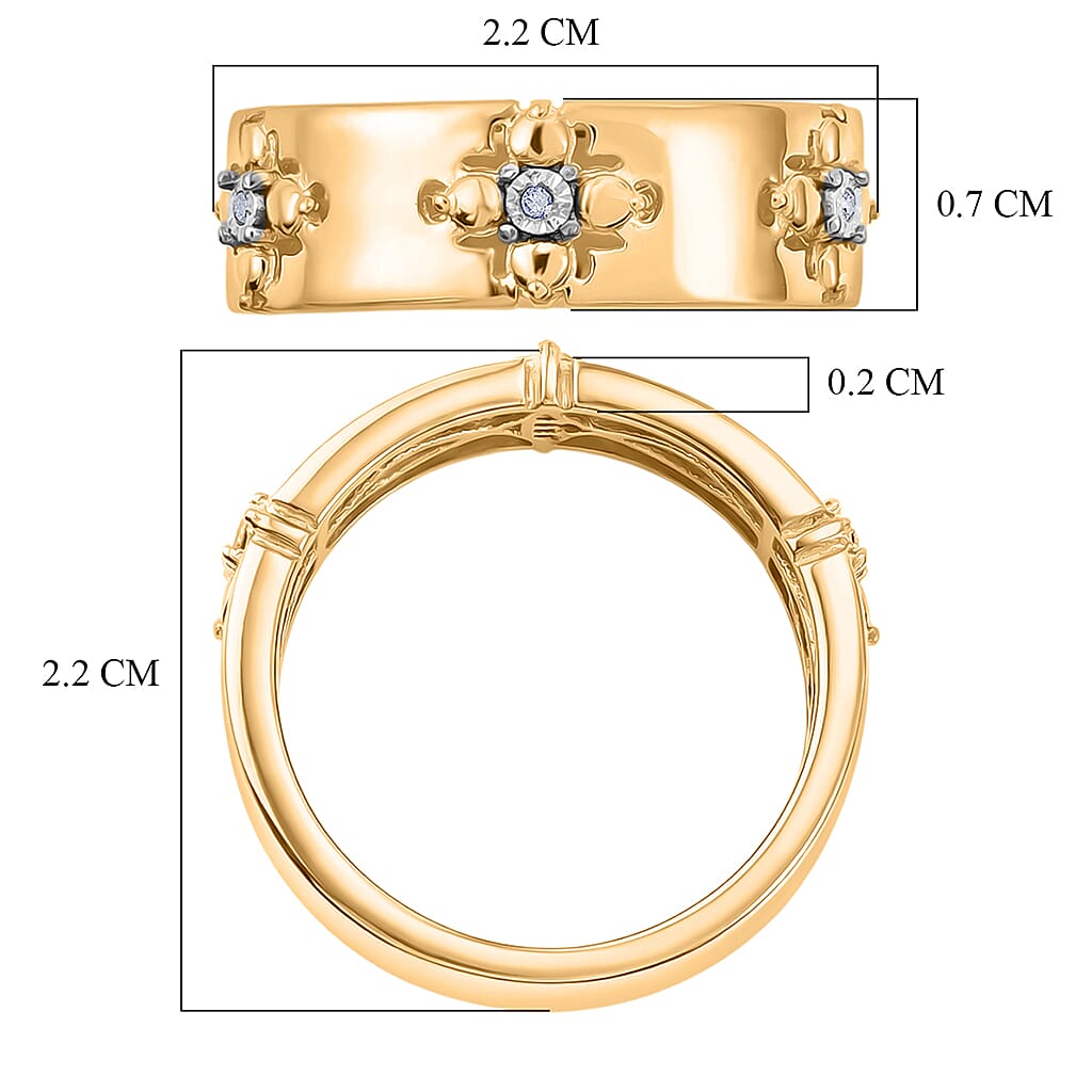 Designer Inspired Natural White Diamond Quatrefoil Band Ring