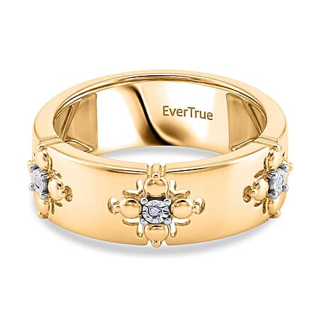 Designer Inspired Natural White Diamond Quatrefoil Band Ring