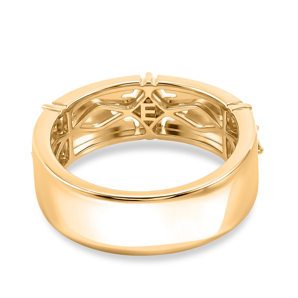 EverTrue - White Diamond Band Ring in Yellow Gold Tone