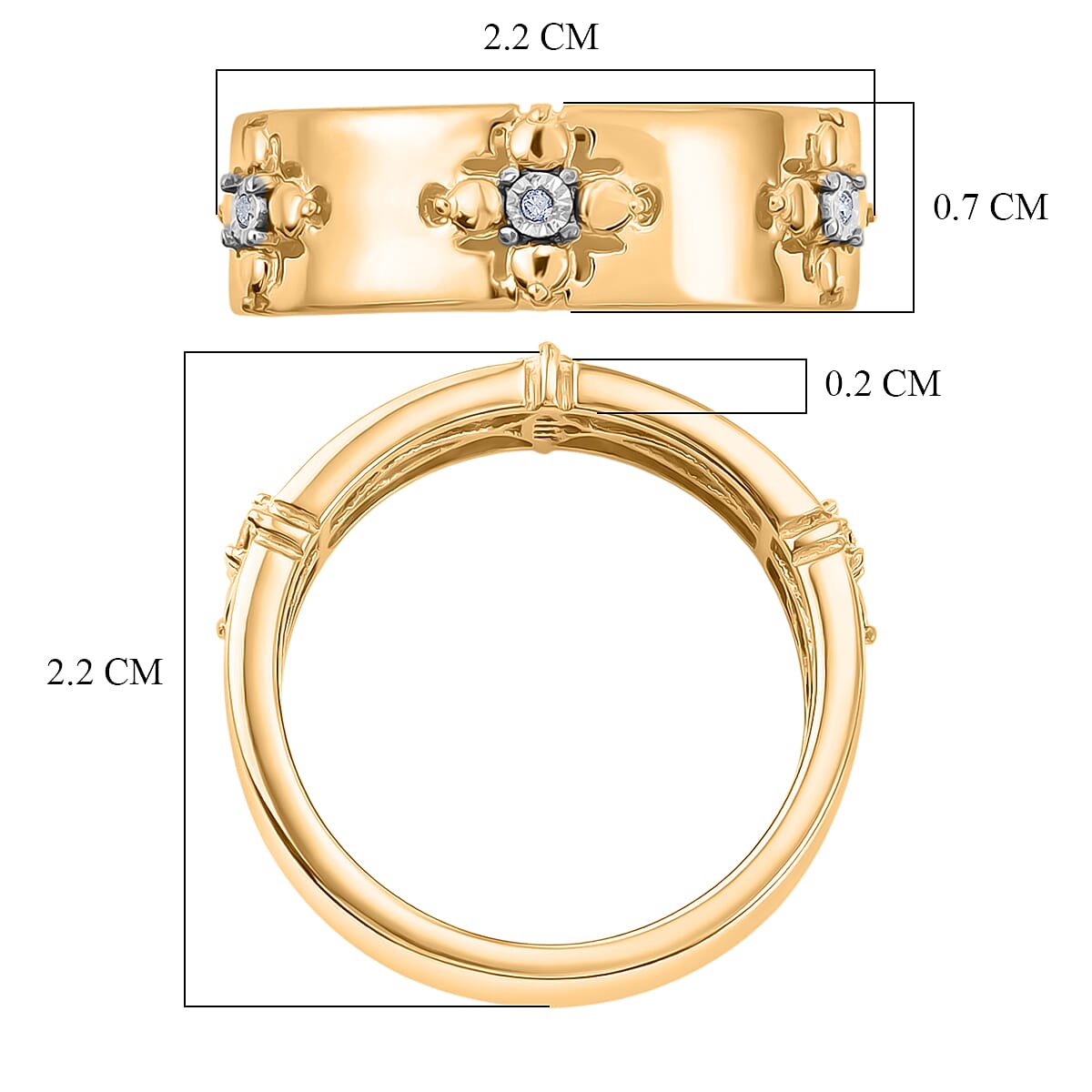 EverTrue - White Diamond Band Ring in Yellow Gold Tone
