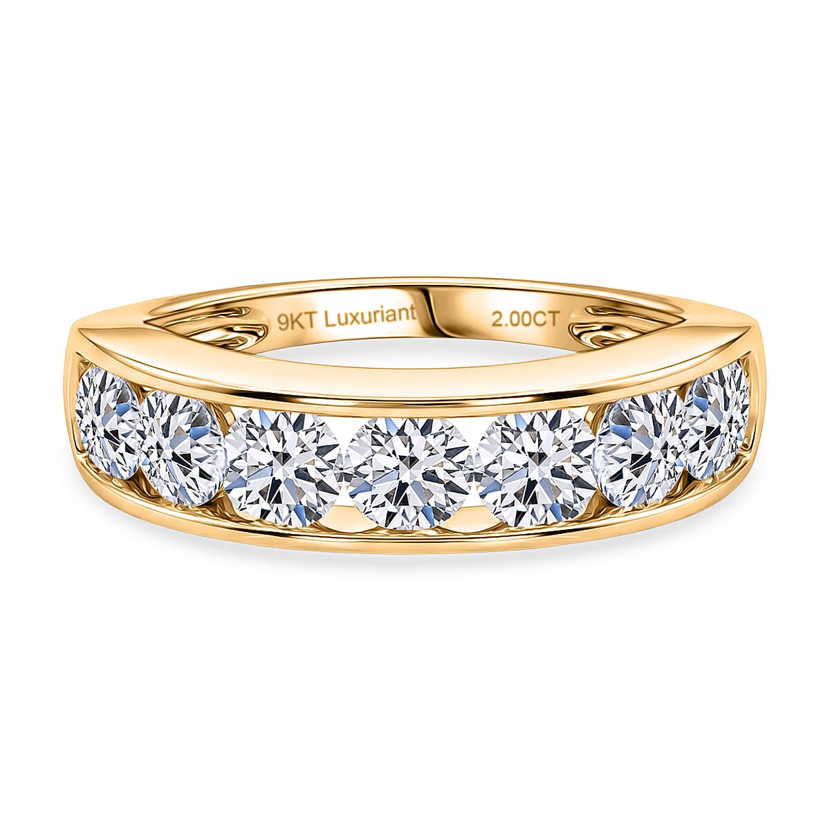 STAR Deal - Luxuriant 9K Yellow Gold SGL Certified VS-EF Lab Grown Diamond Band Ring 2.00 Ct, Gold Wt. 3.60 Gms