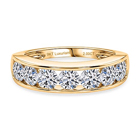 STAR Deal - Luxuriant 9K Yellow Gold SGL Certified VS-EF Lab Grown Diamond Band Ring 2.00 Ct, Gold Wt. 3.60 Gms