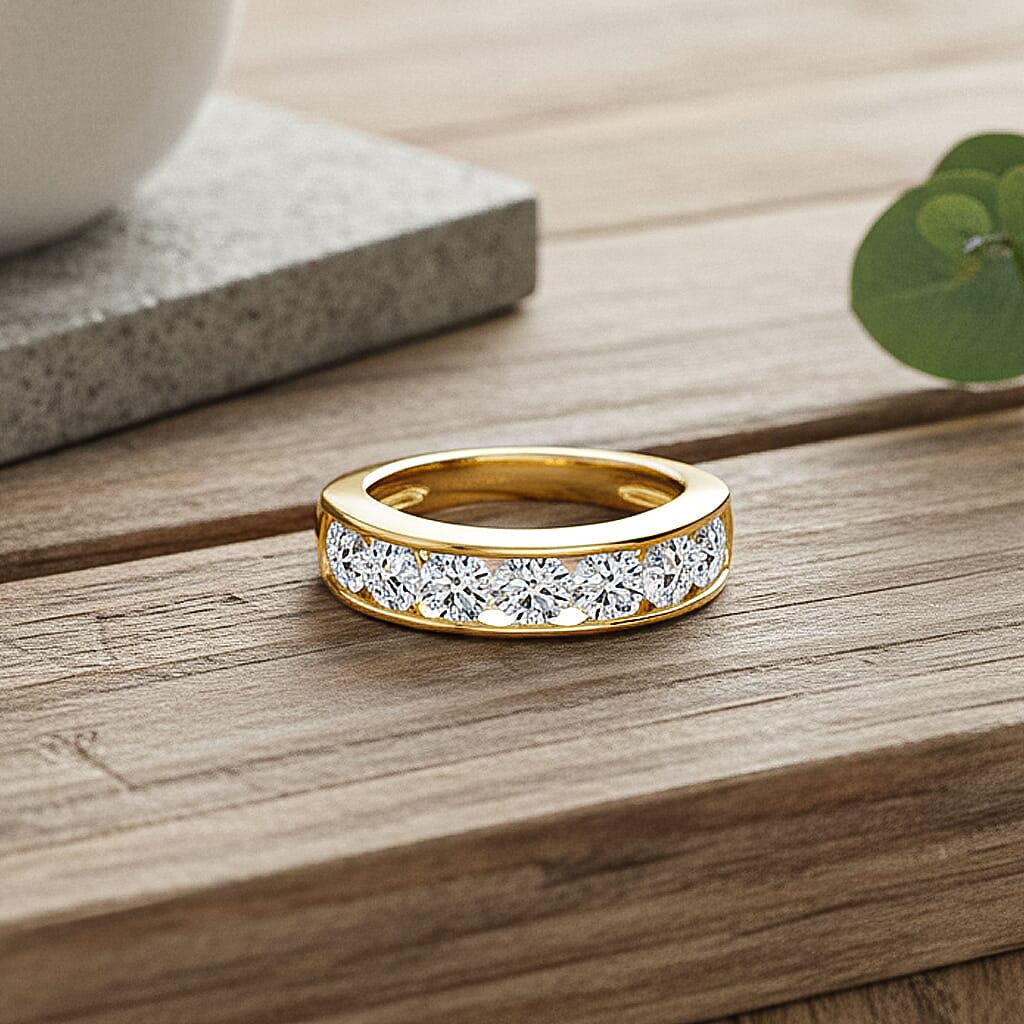 STAR Deal - Luxuriant 9K Yellow Gold SGL Certified VS-EF Lab Grown Diamond Band Ring 2.00 Ct, Gold Wt. 3.60 Gms