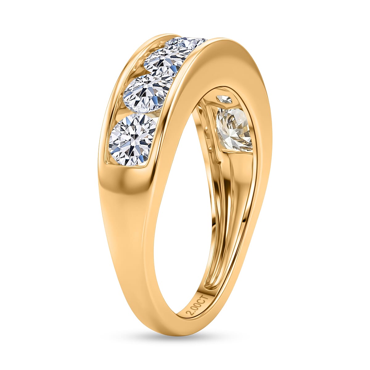 STAR Deal - Luxuriant 9K Yellow Gold SGL Certified VS-EF Lab Grown Diamond Band Ring 2.00 Ct, Gold Wt. 3.60 Gms