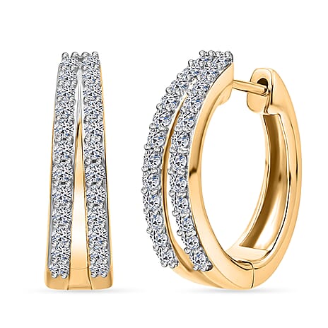 Luxuriant - SI-GH Lab Grown Diamond Hoop  Earring in 18K Vermeil Yellow Gold Platd Sterling Silver 0.50  Ct