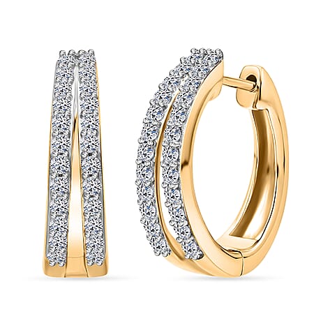 LUXURIANT Lab Grown Diamond Hoop Earring in 18K Vermeil Yellow Gold Platd Sterling Silver 0.48 Ct. (SI-GH) LUXURIANT Lab Grown Diamond Hoop Earring in 18K Vermeil Yellow Gold Platd Sterling Silver 0.48 Ct. (SI-GH)