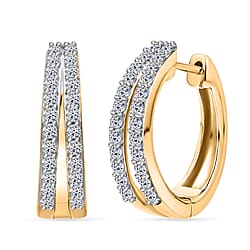 Luxuriant SI-GH Lab Grown Diamond Hoop Earring in 18K Vermeil Yellow Gold Platd Sterling Silver