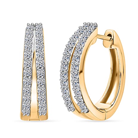 Luxuriant SI-GH Lab Grown Diamond Hoop Earring in 18K Vermeil Yellow Gold Platd Sterling Silver