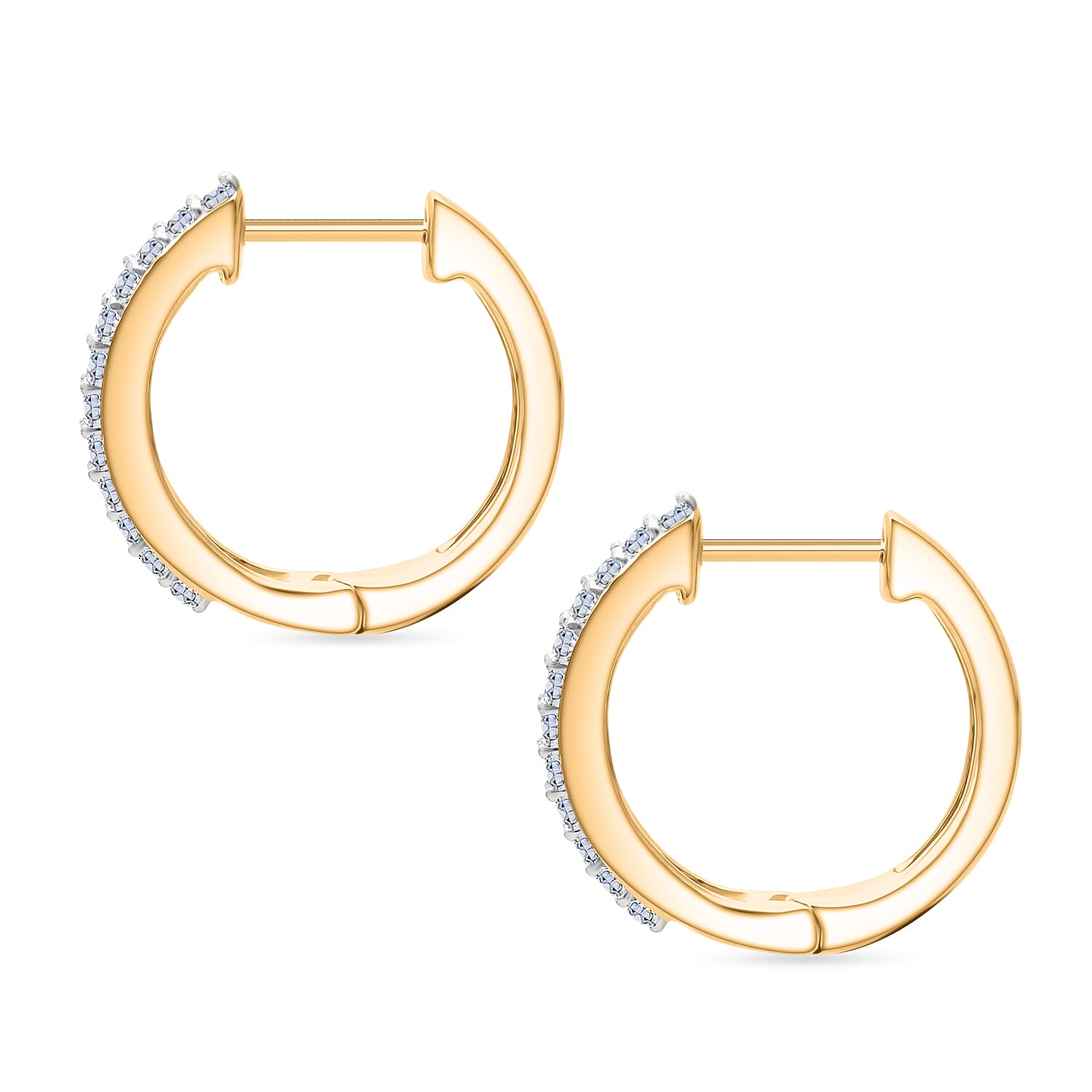 Luxuriant SI-GH Lab Grown Diamond Hoop Earring in 18K Vermeil Yellow Gold Platd Sterling Silver