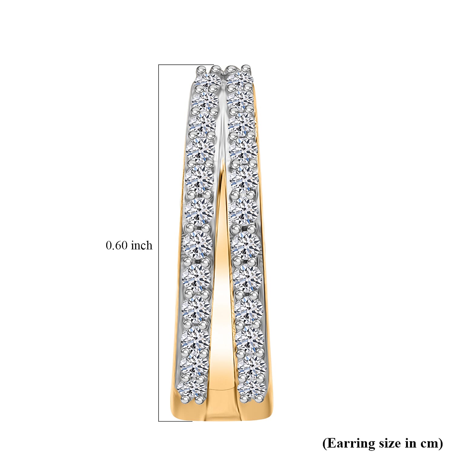 Luxuriant SI-GH Lab Grown Diamond Hoop Earring in 18K Vermeil Yellow Gold Platd Sterling Silver