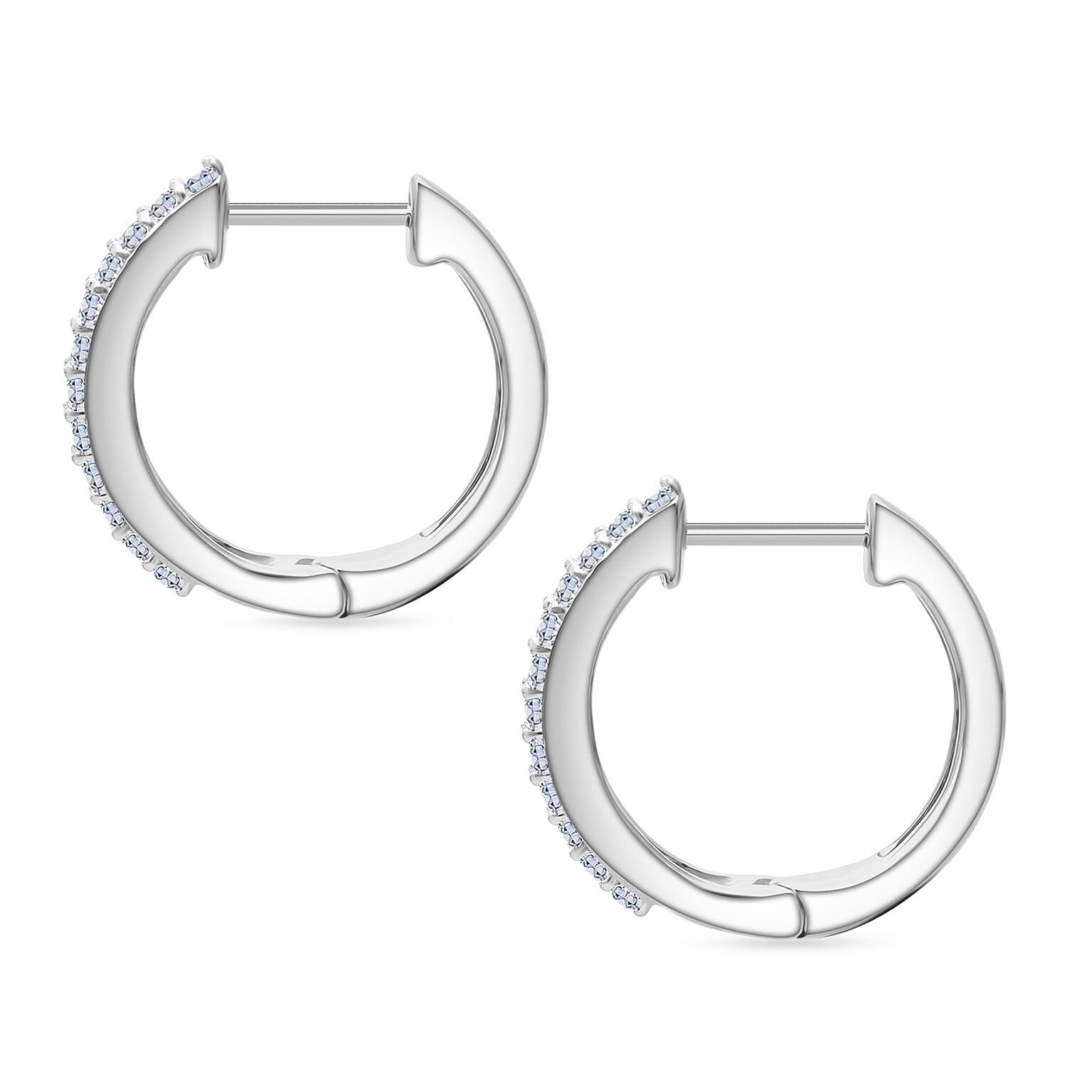 Luxuriant - SI-GH Lab Grown Diamond Hoop Earring in Rhodium Overlay Sterling Silver 0.50 Ct