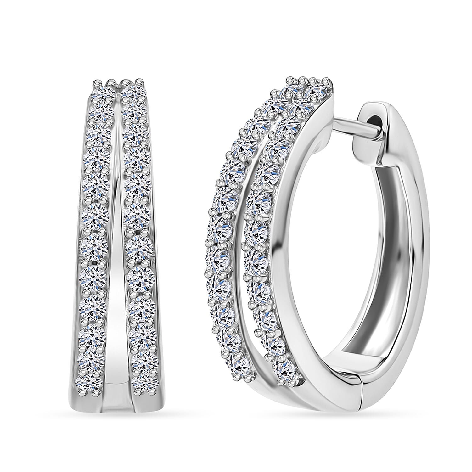 Luxuriant SI-GH Lab Grown Diamond Earring in Rhodium Overlay Sterling Silver