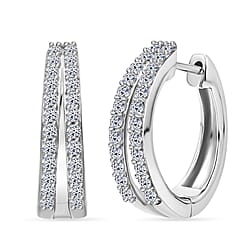 Luxuriant SI-GH Lab Grown Diamond Hoop Earring in 18K Vermeil Yellow Gold Platd Sterling Silver