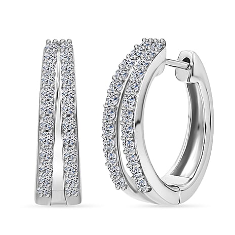 Luxuriant SI-GH Lab Grown Diamond Earring in Rhodium Overlay Sterling Silver