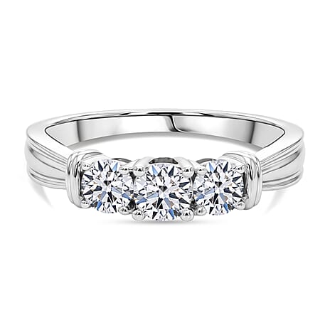 Luxuriant SI-GH Lab Grown Diamond Ring in Rhodium Overlay Sterling Silver 1.04 Ct.