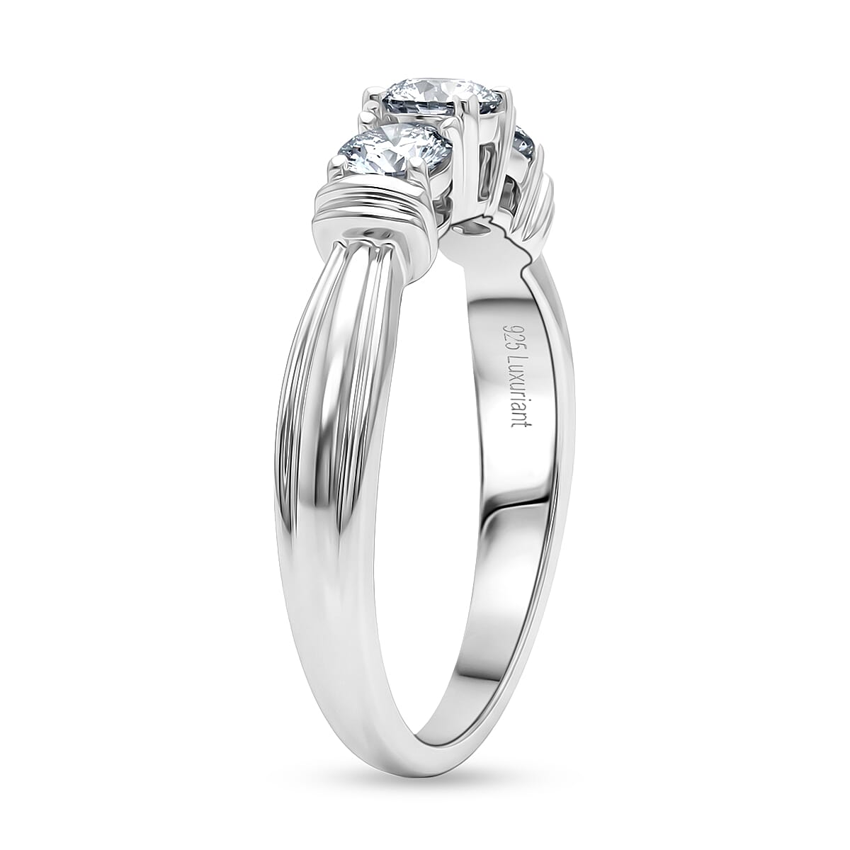 Luxuriant SI-GH Lab Grown Diamond Ring in Rhodium Overlay Sterling Silver 1.04 Ct.