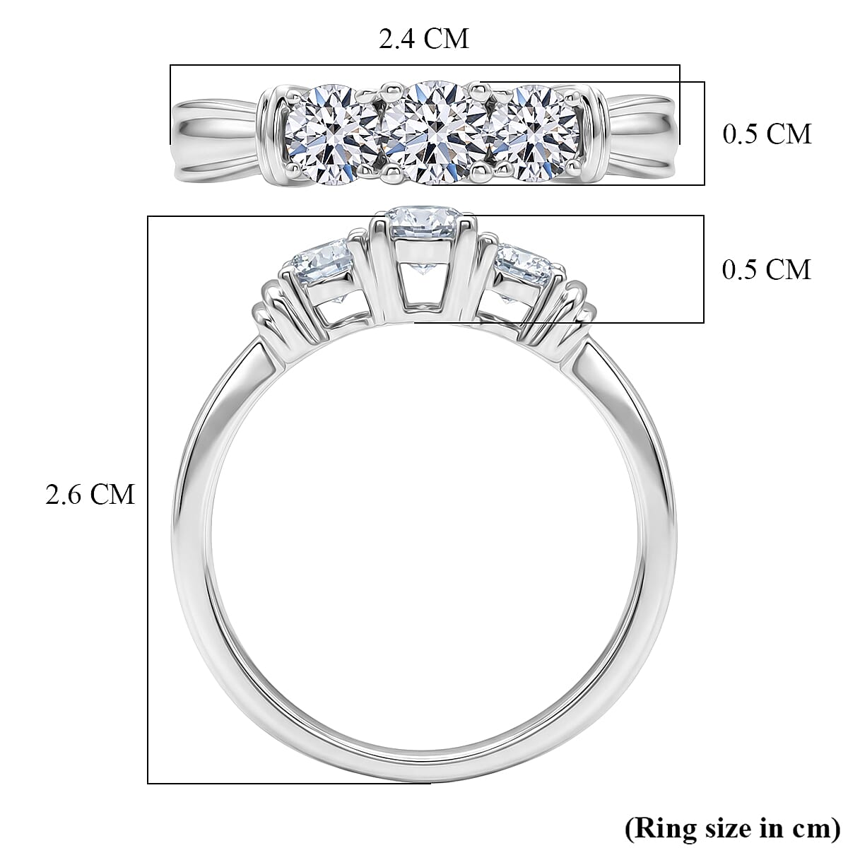 Luxuriant SI-GH Lab Grown Diamond Ring in Rhodium Overlay Sterling Silver 1.04 Ct.
