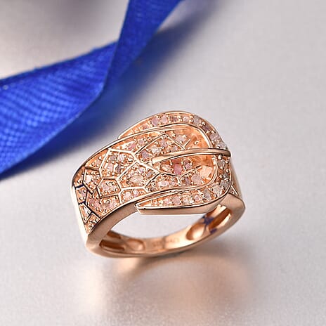 D'Joy Natural Pink Diamond Ring in 18K Vermeil Rose Gold Plated Sterling Silver 0.62ct