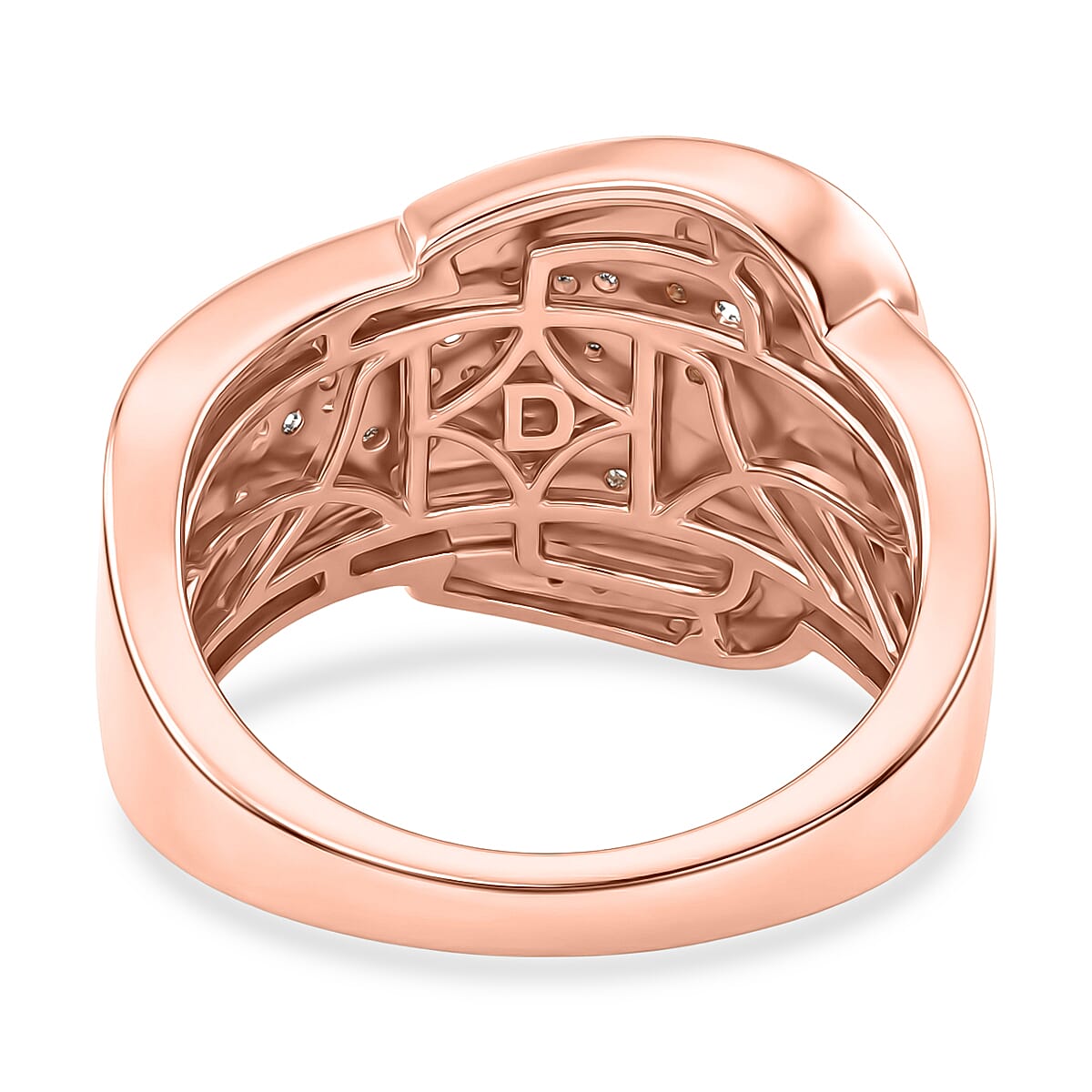 D'Joy Natural Pink Diamond Ring in 18K Vermeil Rose Gold Plated Sterling Silver