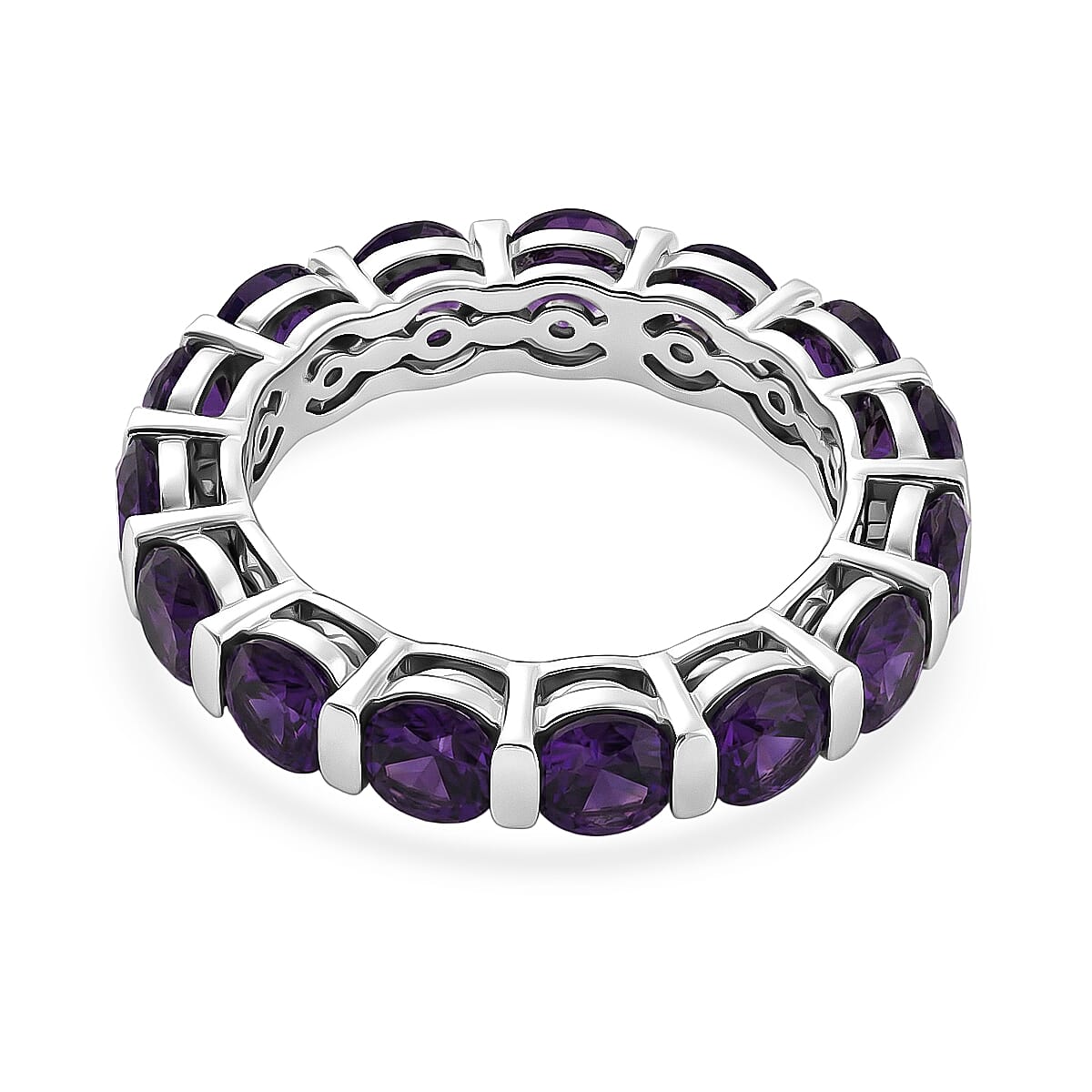 D'Joy African Amethyst Band Ring in Sterling Silver 3.85 Ct.