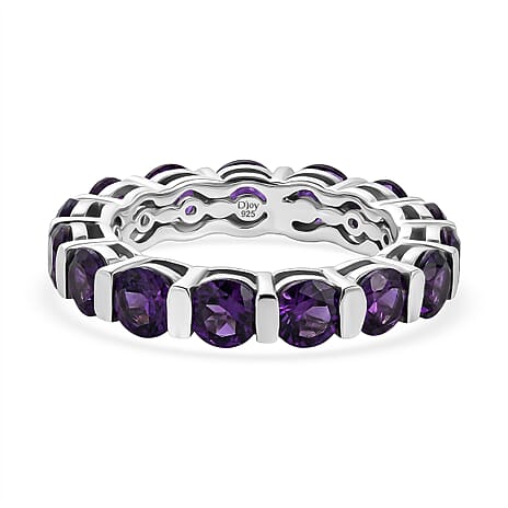 D'Joy AAA African Amethyst Band Ring in Platinum Overlay Sterling Silver 3.85 Ct.
