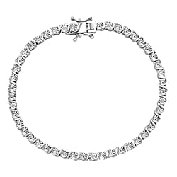 EverTrue Natural White Diamond Tennis Bracelet with GB Lock Box in Platinum Plating 7.5 Inch