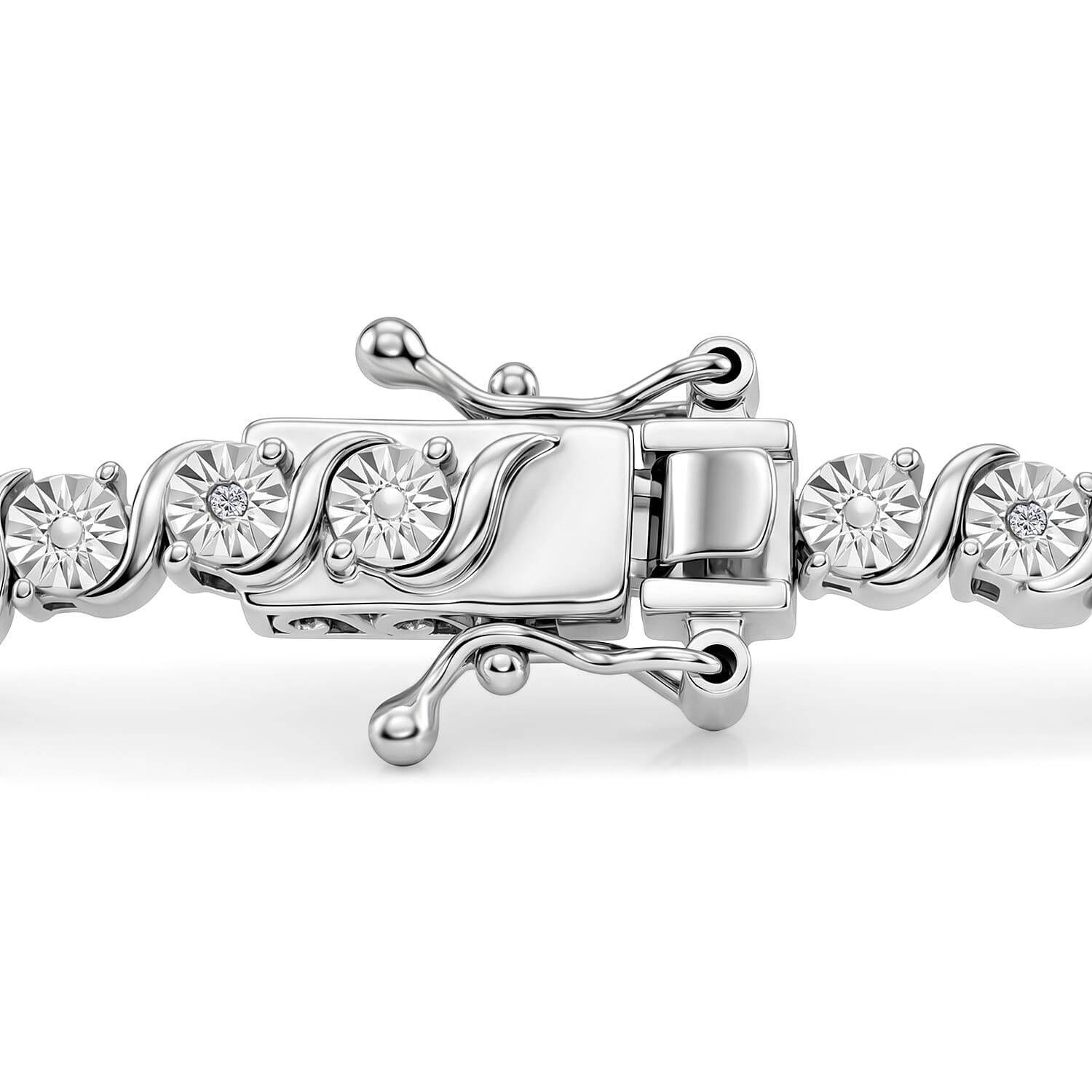 EverTrue - White Diamond Tennis Bracelet (Size - 7.5) with GB Lock Box