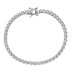 EverTrue - White Diamond Tennis Bracelet (Size - 7.5) with GB Lock Box in Yellow Gold Tone