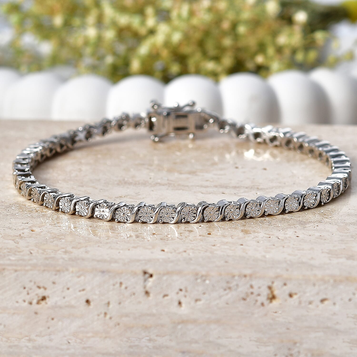 EverTrue - White Diamond Tennis Bracelet (Size - 7.5) with GB Lock Box