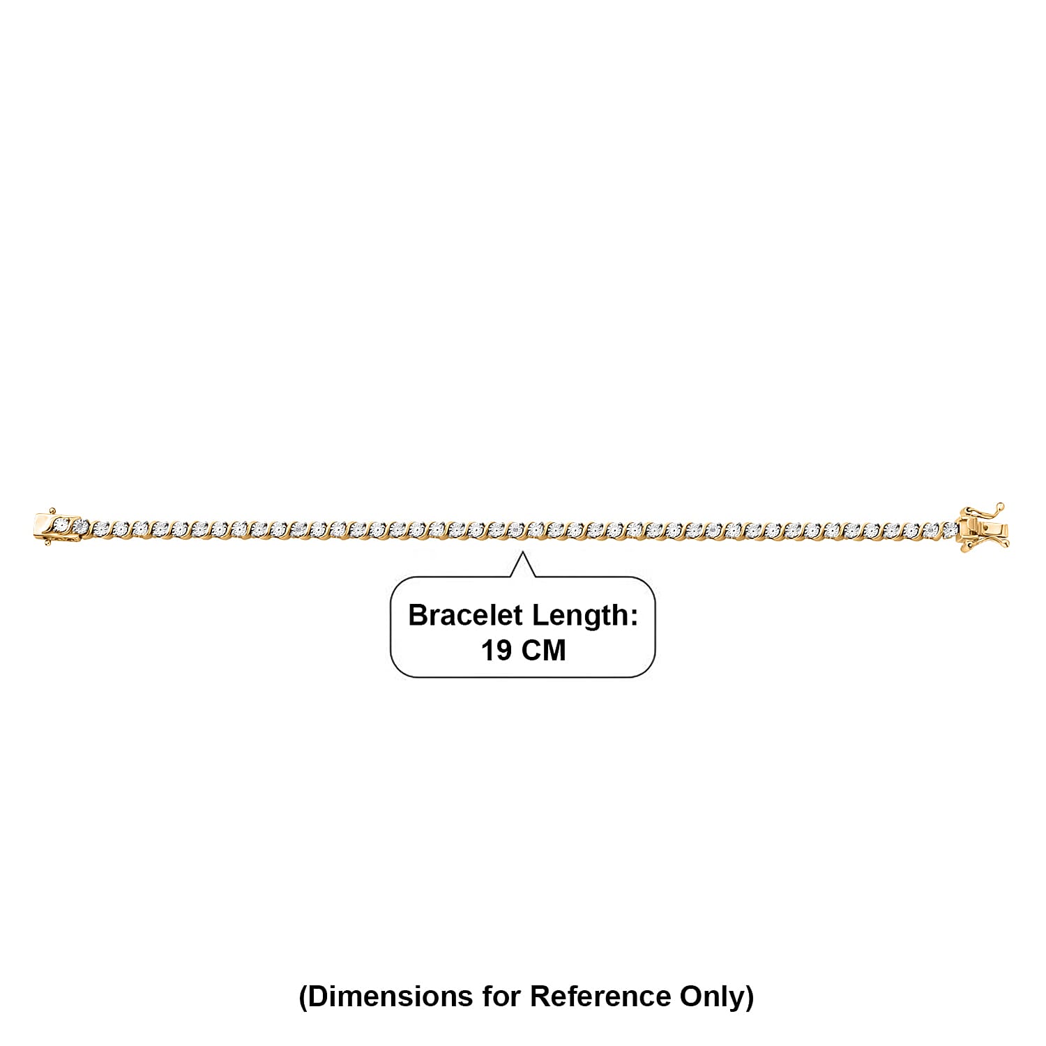 EverTrue - White Diamond Tennis Bracelet (Size - 7.5) with GB Lock Box in Yellow Gold Tone