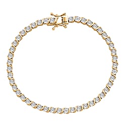 EverTrue - White Diamond Tennis Bracelet (Size - 7.5) with GB Lock Box in Yellow Gold Tone