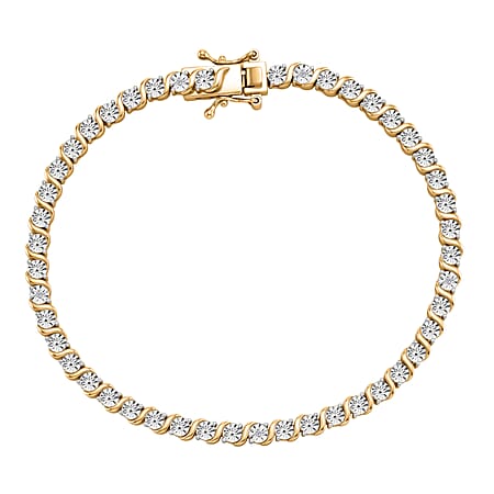 EverTrue Natural White Diamond Tennis Bracelet with GB Lock Box in Yellow Gold Plating 7.5 Inch EverTrue Natural White Diamond Tennis Bracelet with GB Lock Box in Yellow Gold Plating 7.5 Inch