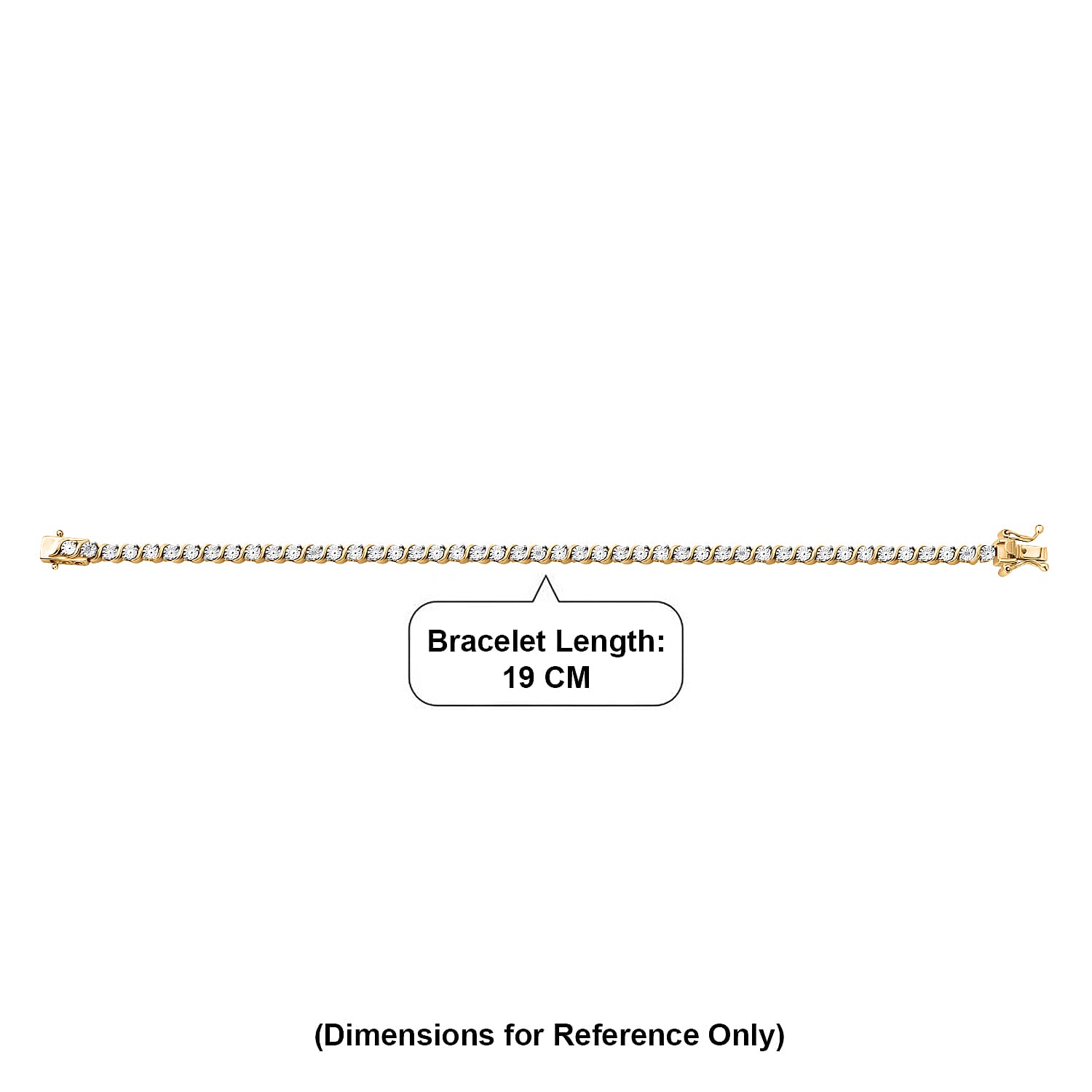 EverTrue - White Diamond Tennis Bracelet (Size - 7.5) with GB Lock Box in Yellow Gold Tone
