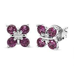 D'Joy Rhodolite Garnet Push Post Earring in Rose Gold Plated Sterling Silver 1.21 Ct.