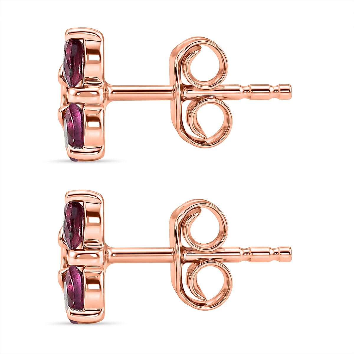D'Joy Rhodolite Garnet Push Post Earring in Rose Gold Plated Sterling Silver 1.21 Ct.