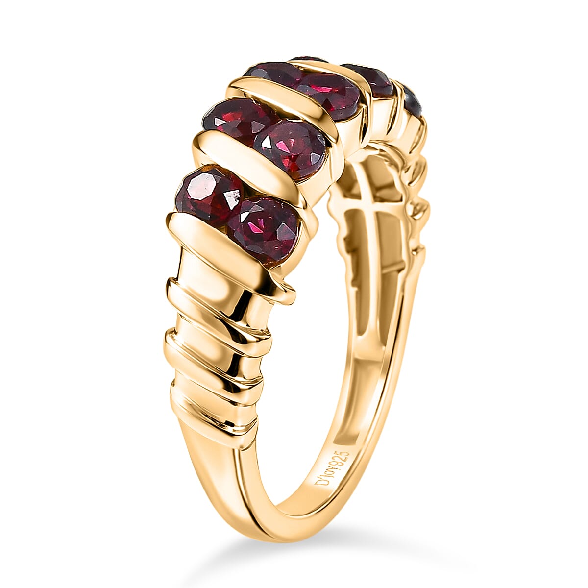 D'Joy Rhodolite Garnet Ring in Yellow Gold Plated Sterling Silver  1.81 Ct.