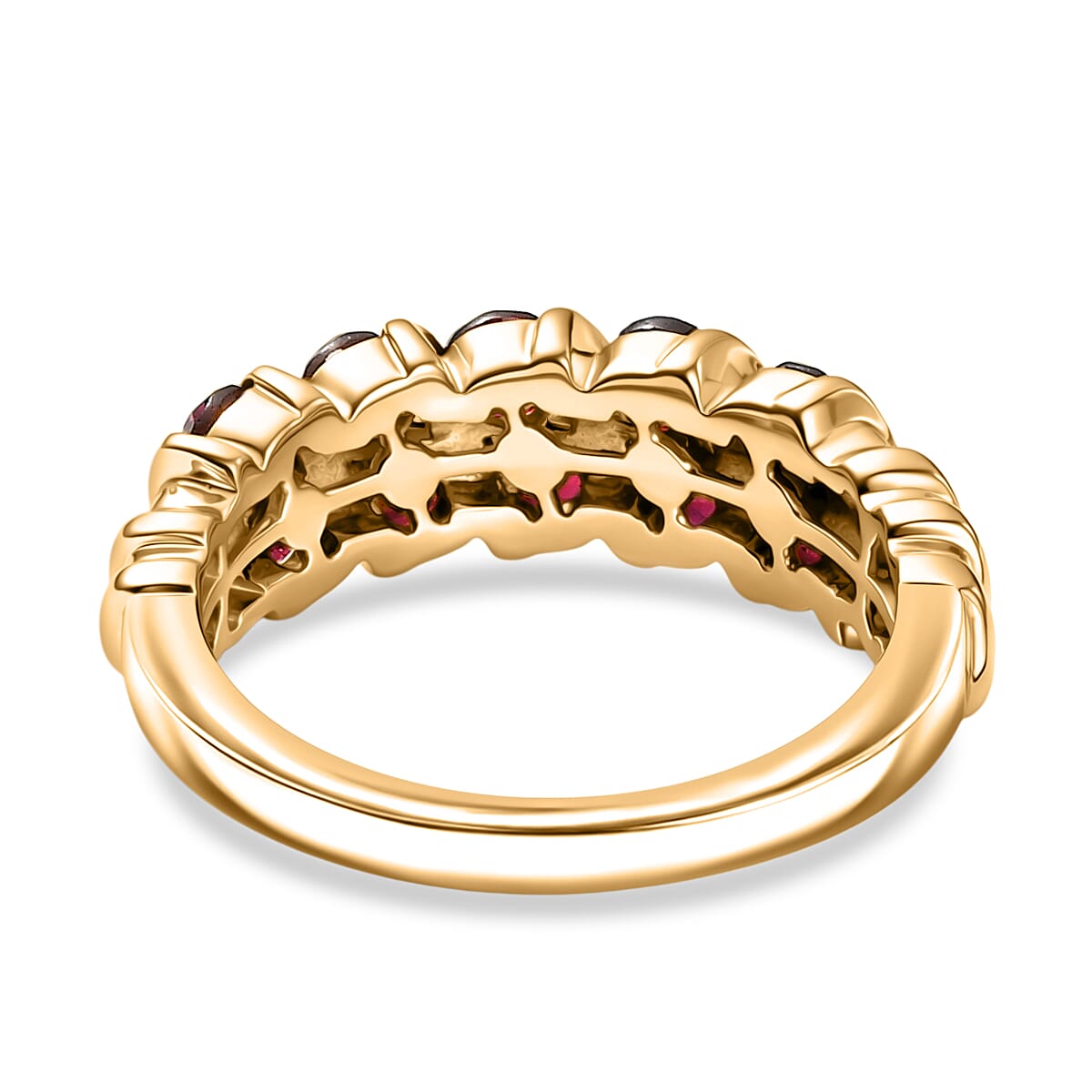 D'Joy Rhodolite Garnet & White Zircon Ring in 18K Vermeil Yellow Gold Plated Sterling Silver 2.58 Ct.