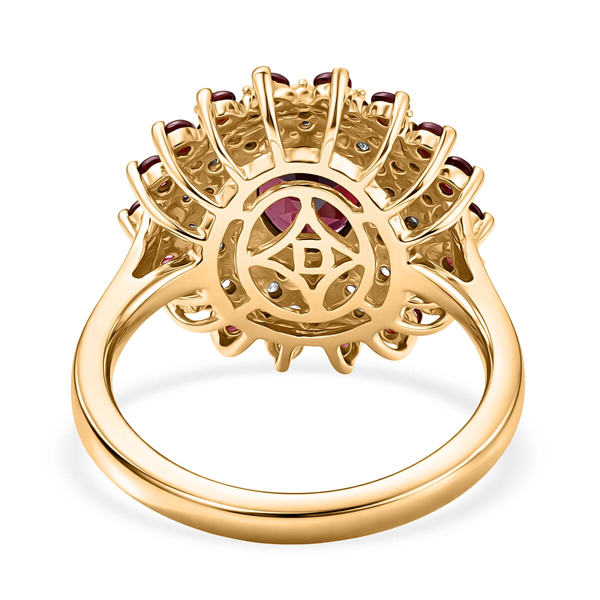 D'Joy Rhodolite Garnet & White Zircon Ring in 18K Vermeil Yellow Gold Plated Sterling Silver 2.58 Ct.