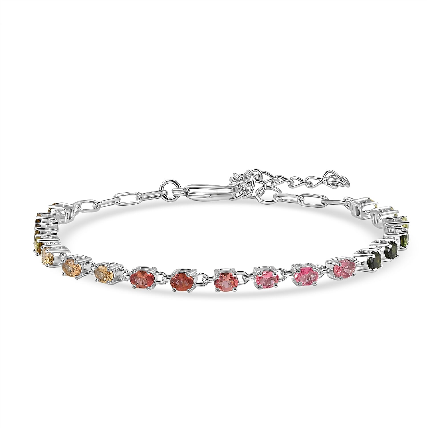EverTrue - Multi-Tourmaline Tennis Bracelet (Size - 7-2 Ext) with Lobster Clasp 3.20 Ct.