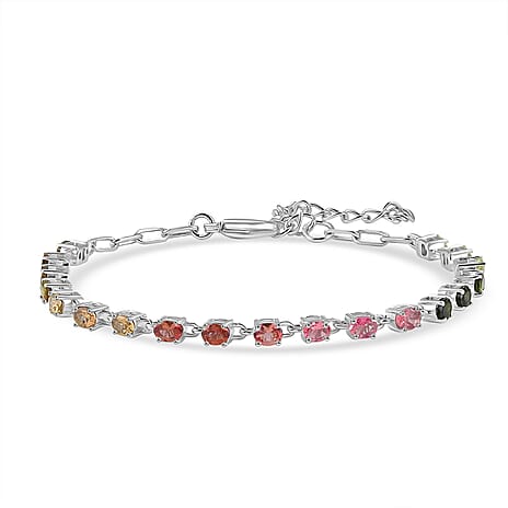 EverTrue - Multi-Tourmaline Tennis Bracelet (Size - 7-2 Ext) with Lobster Clasp 3.20 Ct.