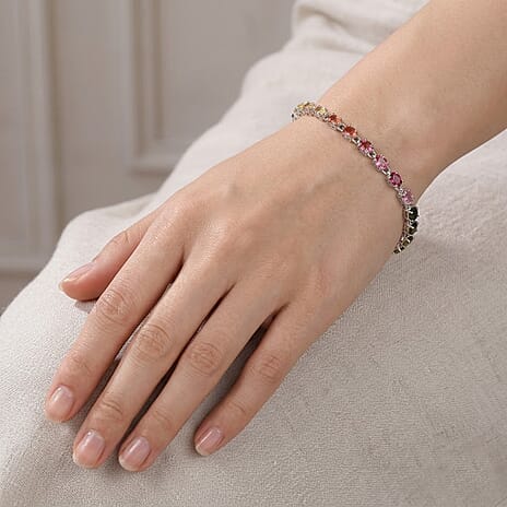 EverTrue - Multi-Tourmaline Tennis Bracelet (Size - 7-2 Ext) with Lobster Clasp 3.20 Ct.