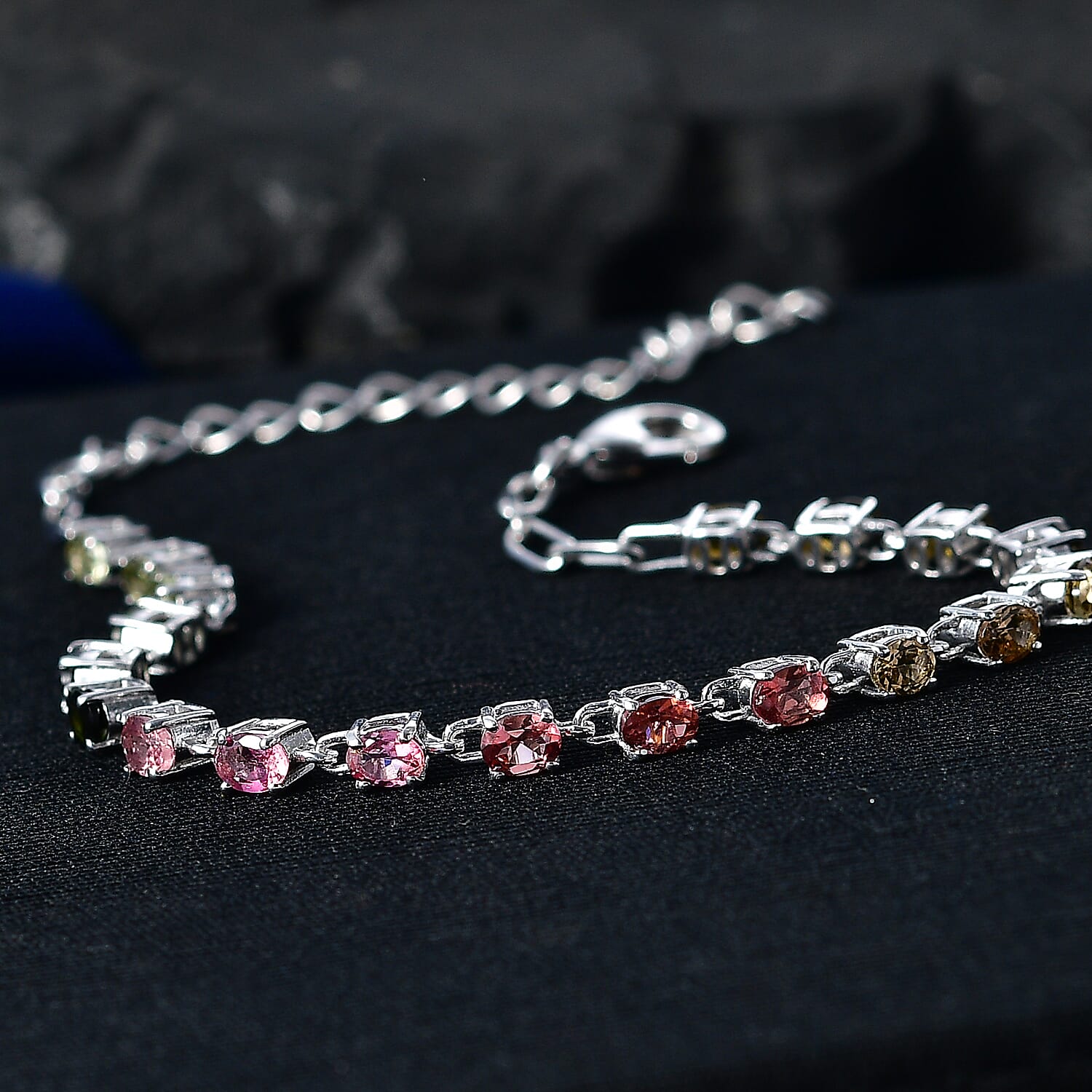 EverTrue - Multi-Tourmaline Tennis Bracelet (Size - 7-2 Ext) with Lobster Clasp 3.20 Ct.
