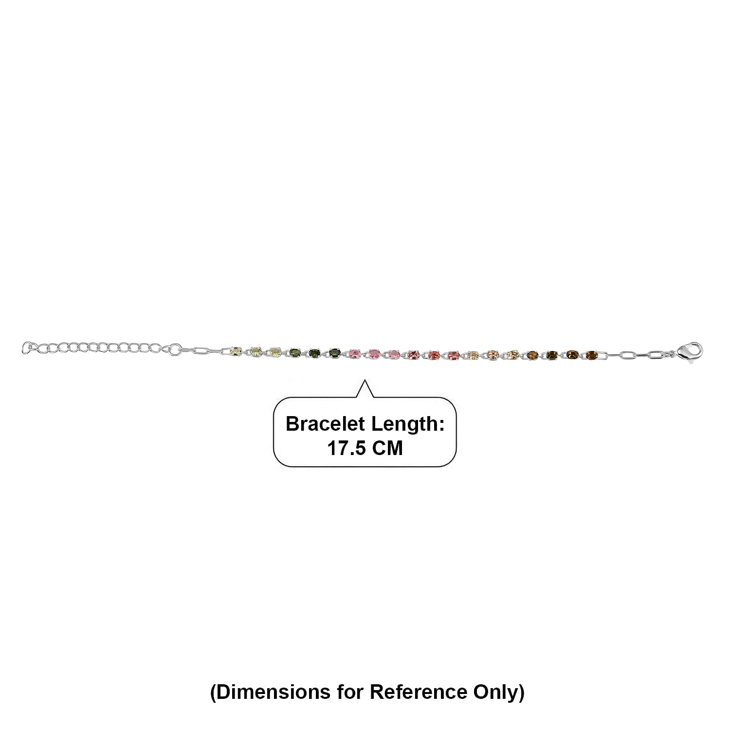 EverTrue - Multi-Tourmaline Tennis Bracelet (Size - 7-2 Ext) with Lobster Clasp 3.20 Ct.