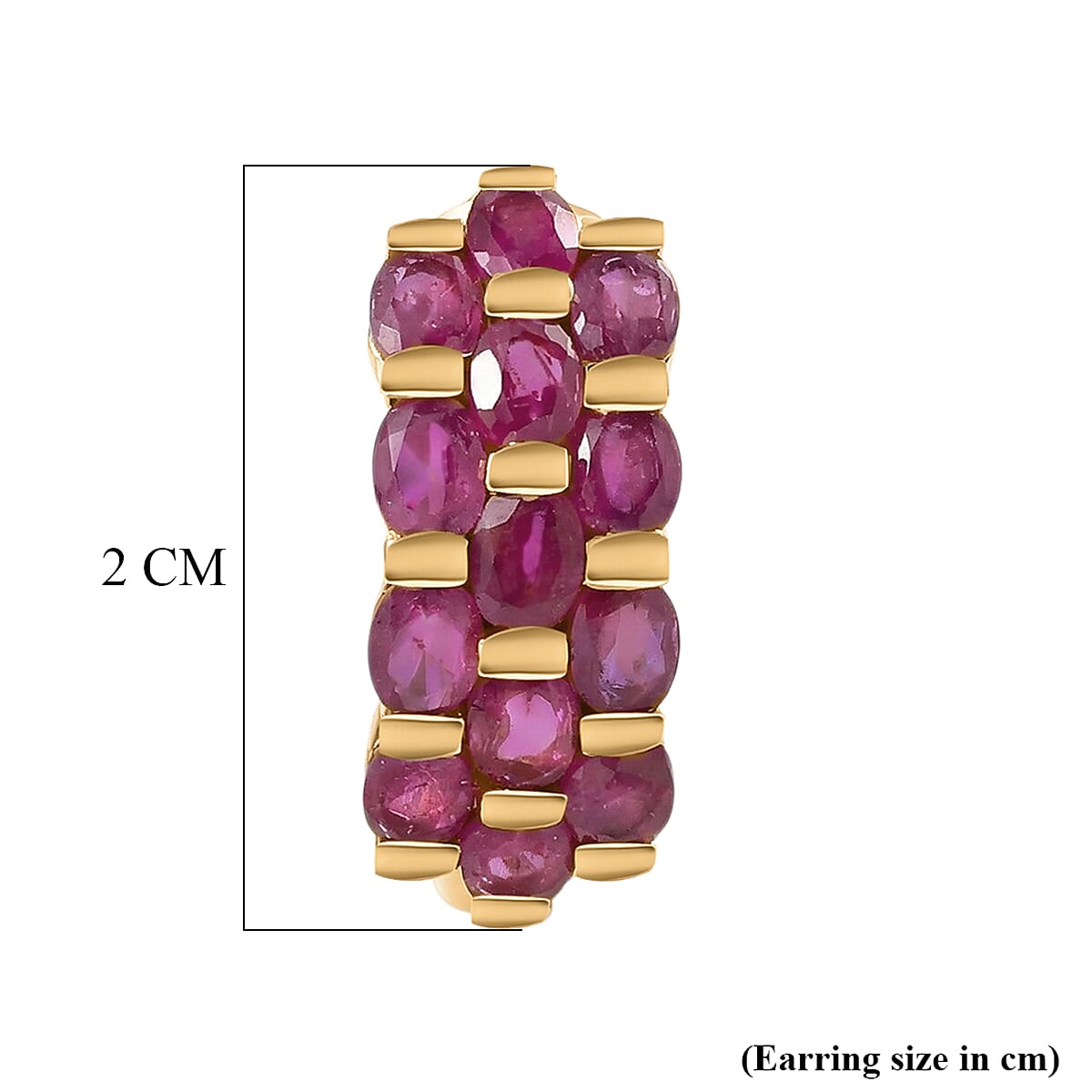 D'Joy African Ruby Full Hoop Earring in 18K Vermeil Yellow Gold Plated Sterling Silver 7.16 Ct.