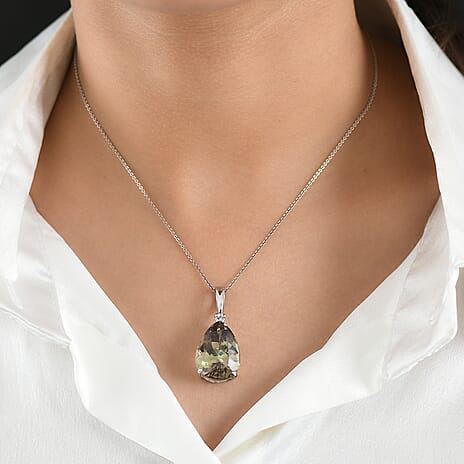 Rhapsody Platinum Solitaire AAAA Natural Turkizite Pendant 20.24 Ct, Platinum Wt. 5.12 Gms