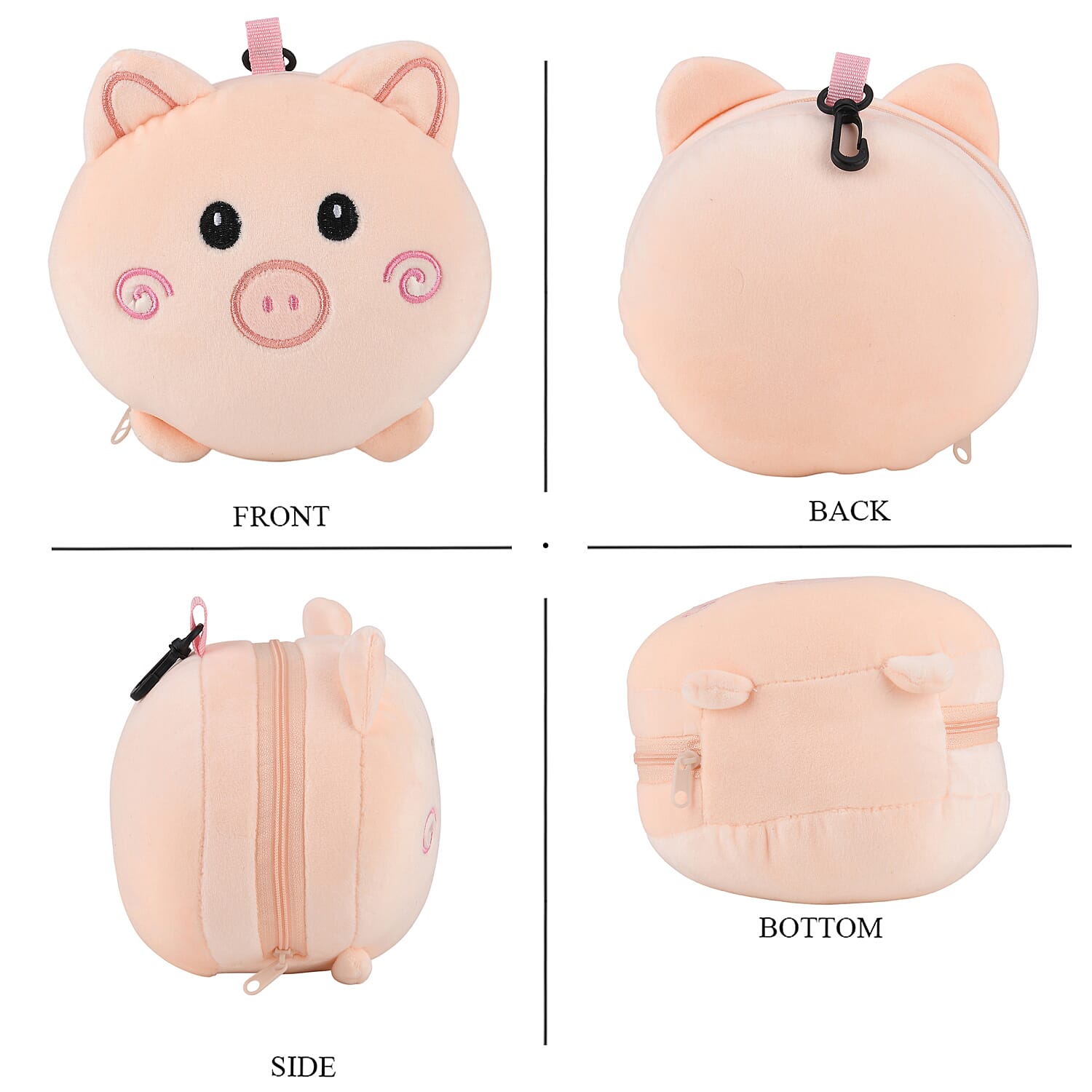 2-in-1 Pig Pattern Eye Mask & Neck Pillow Duo - Peach