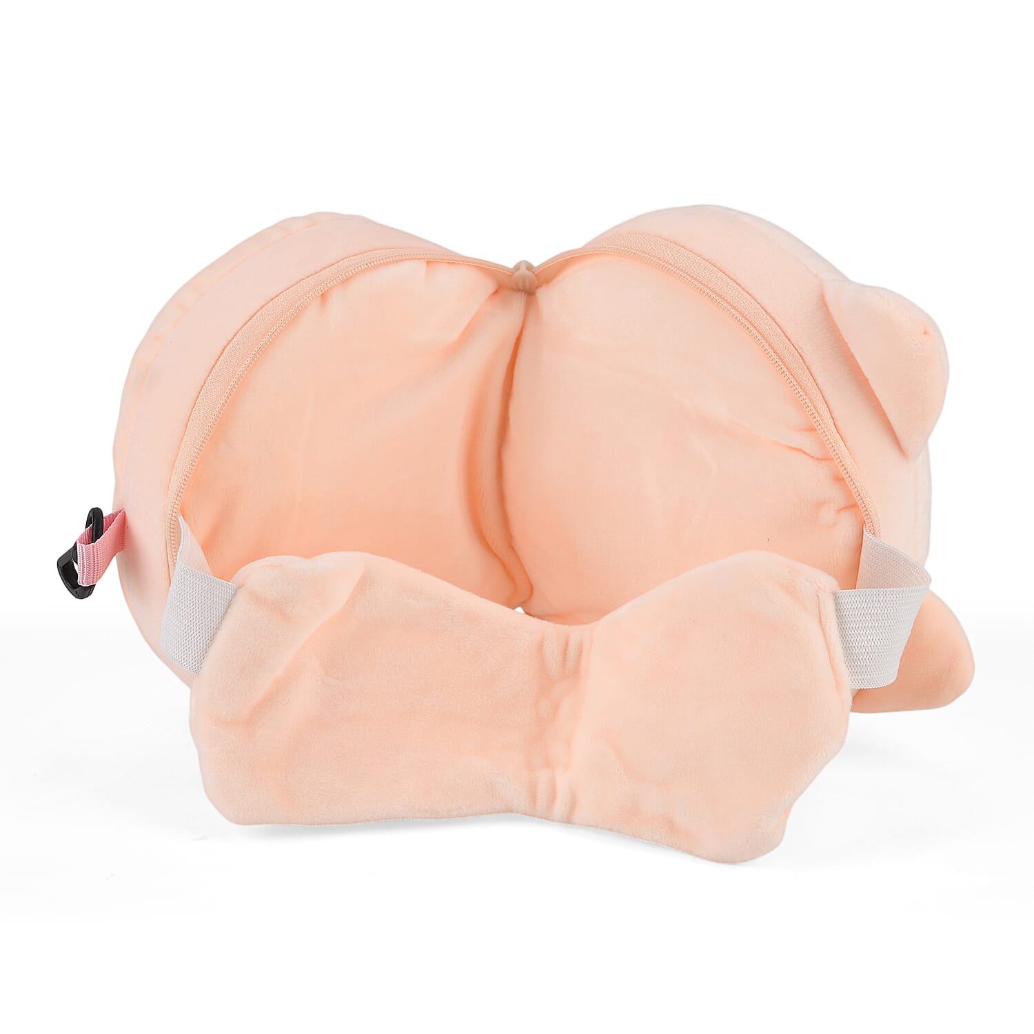 2-in-1 Pig Pattern Eye Mask & Neck Pillow Duo - Peach
